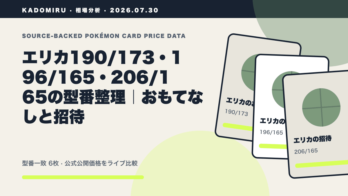 エリカ190/173・196/165・206/165の型番整理｜おもてなしと招待の公式買取価格データ概要