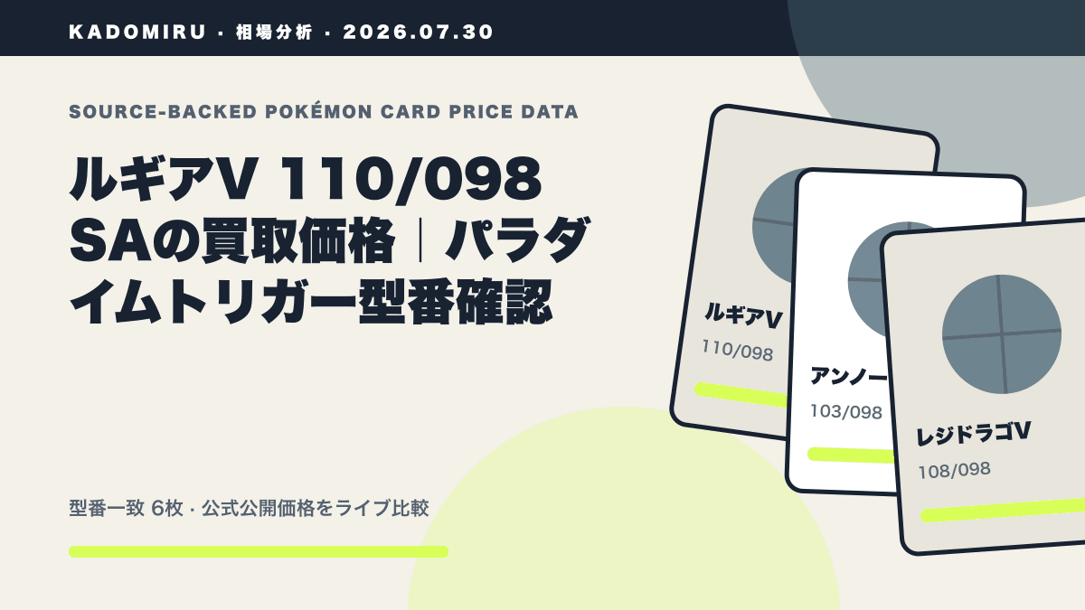 ルギアV 110/098 SAの買取価格｜パラダイムトリガー型番確認の公式買取価格データ概要