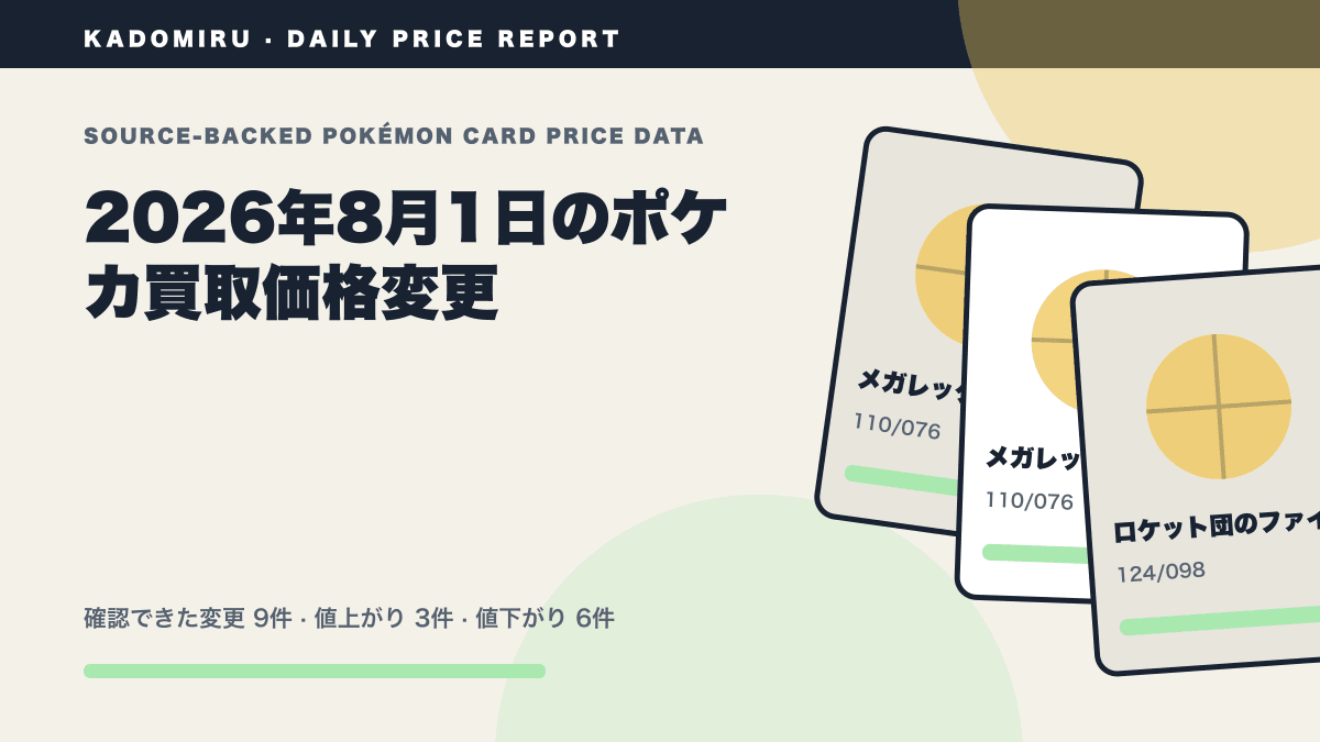 2026年8月1日のポケカ公式買取価格変更レポート