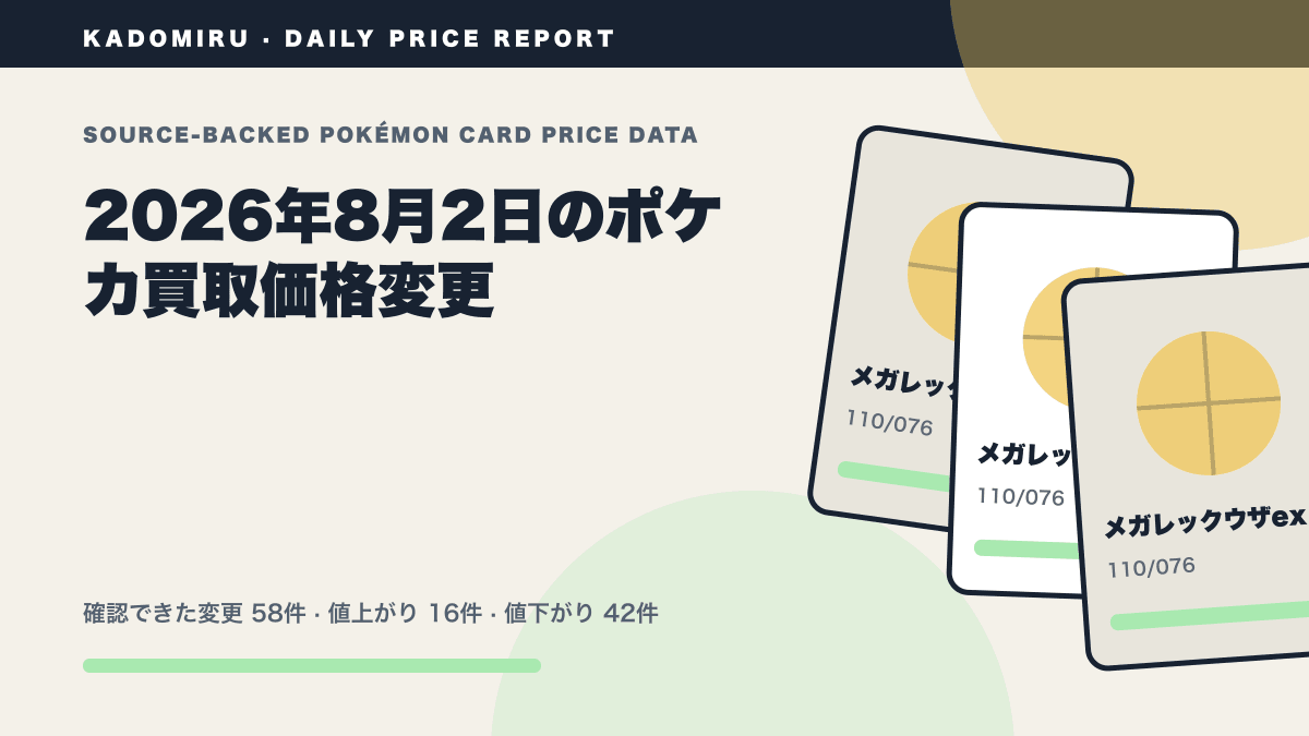 2026年8月2日のポケカ公式買取価格変更レポート