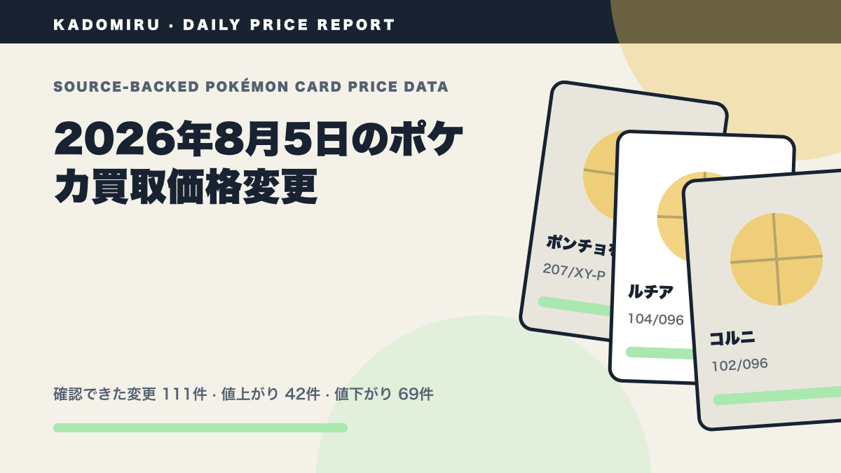 2026年8月5日のポケカ公式買取価格変更レポート