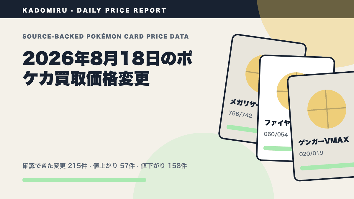 2026年8月18日のポケカ公式買取価格変更レポート