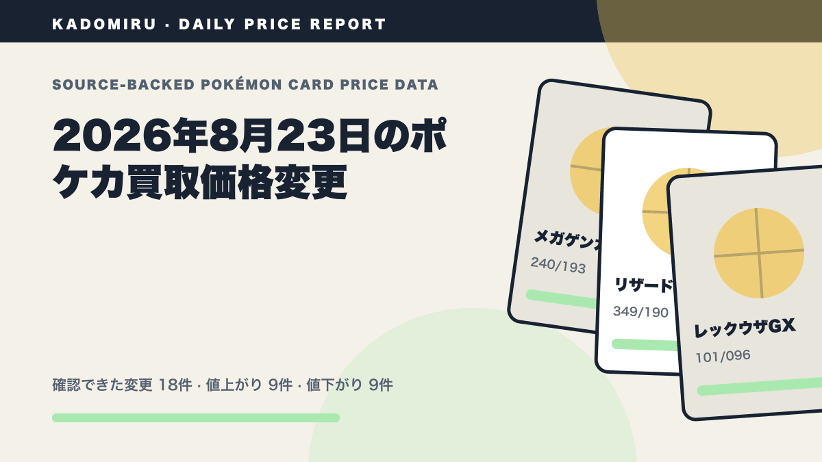 2026年8月23日のポケカ公式買取価格変更レポート