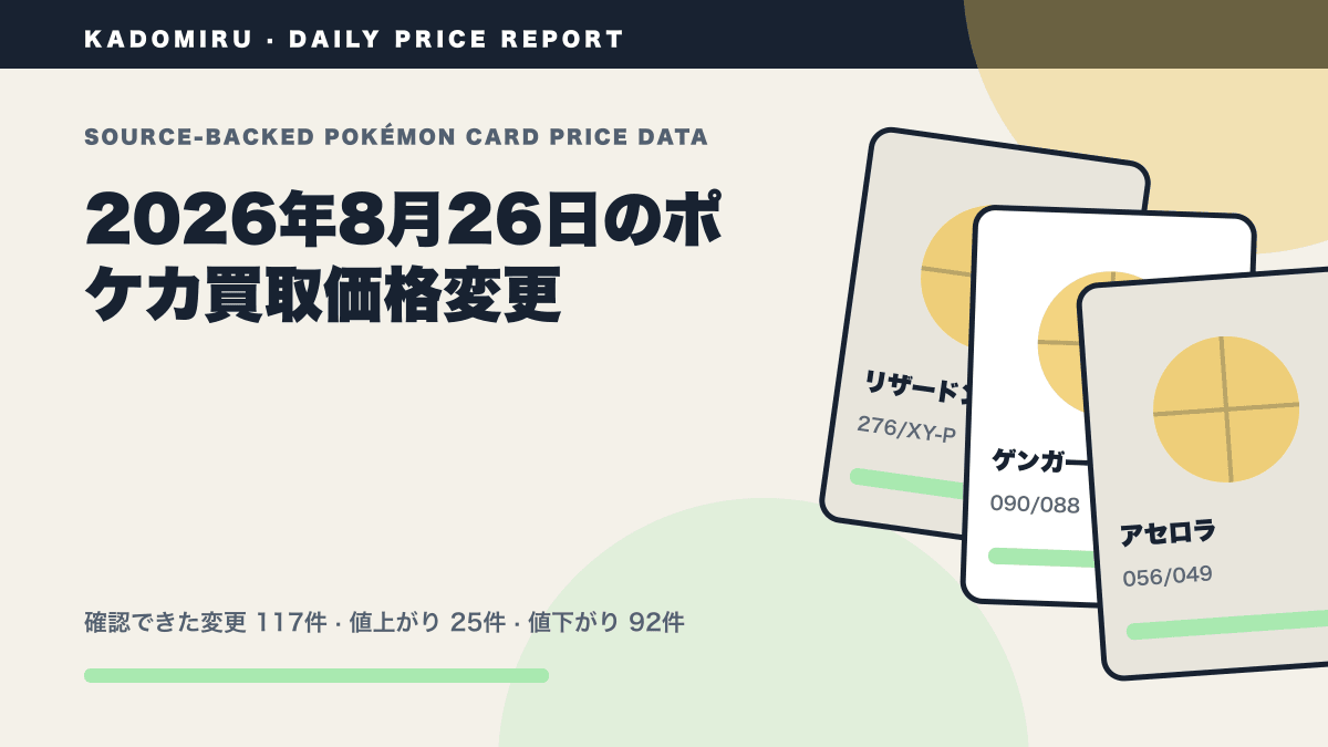 2026年8月26日のポケカ公式買取価格変更レポート