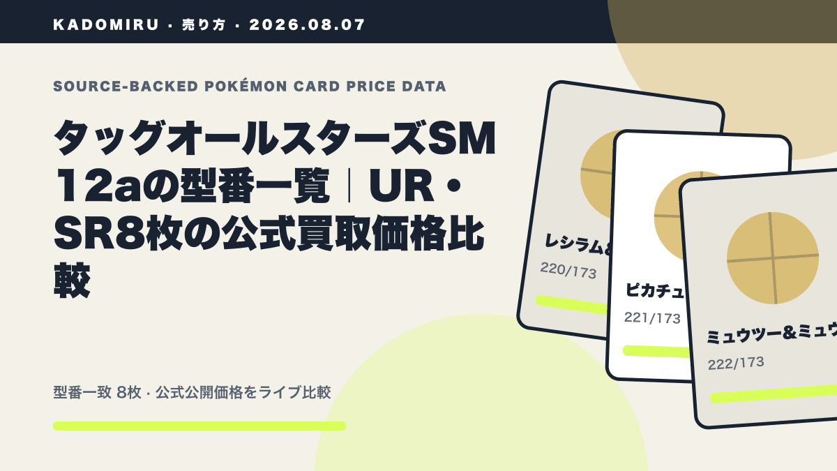 タッグオールスターズSM12aの型番一覧|UR・SR8枚の公式買取価格比較の公式買取価格データ概要